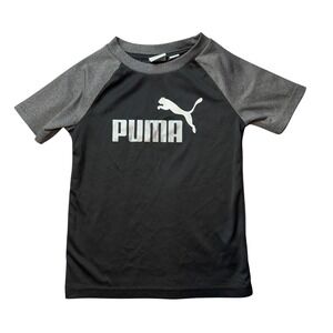 Puma T-Shirt Kids 3T Black Graphic Raglan Performance Activewear PBS21-01218